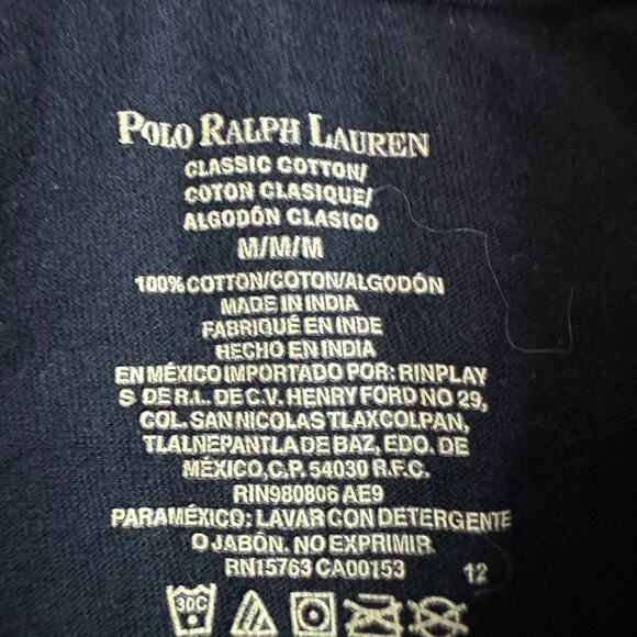 Polo Ralph Lauren Shirt Mens Medium Black Red Pony Short Sleeve Cotton Casual - Picture 4 of 8